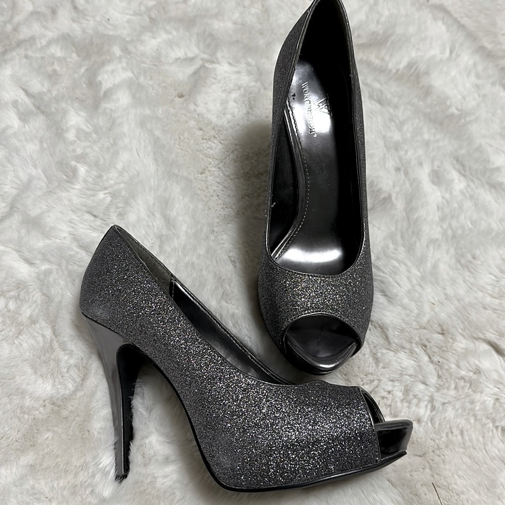 Silver/grey sparkly heels